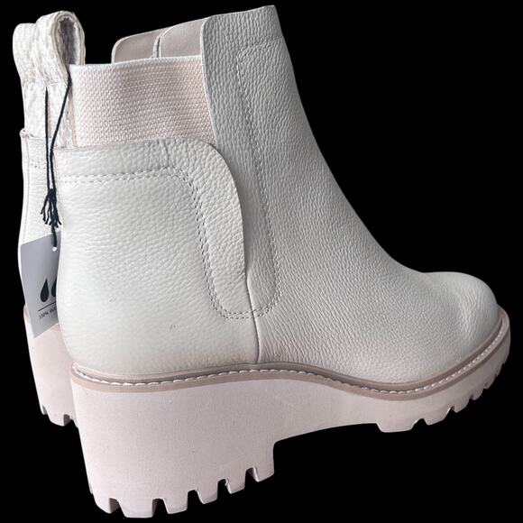 DOLCE VITA Huey H2O Women's 7.5 Boots Ivory Chelsea Leather Booties Lug Sole - Picture 6 of 14